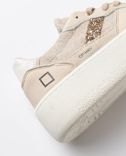 D.a.t.e. Court Platform Hairy Beige