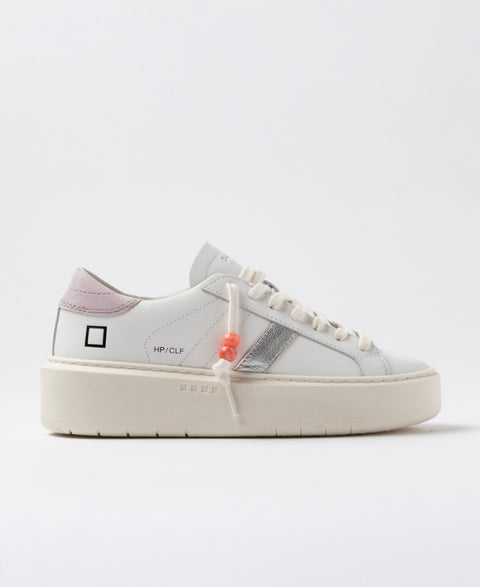 D.a.t.e. Hill Low Platform Calf White-Pink