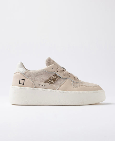 D.a.t.e. Court Platform Hairy Beige