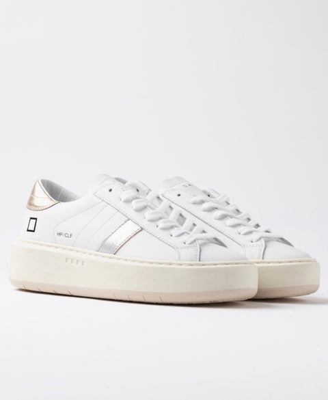 D.a.t.e. Hill Low Platform Calf White-Laminated