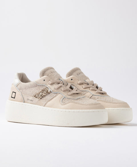 D.a.t.e. Court Platform Hairy Beige