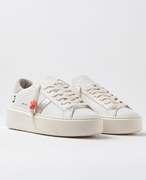 D.a.t.e. Hill Low Platform Calf White-Pink
