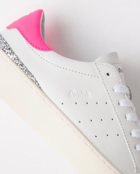 D.a.t.e. Sonica Calf White-Fuxia